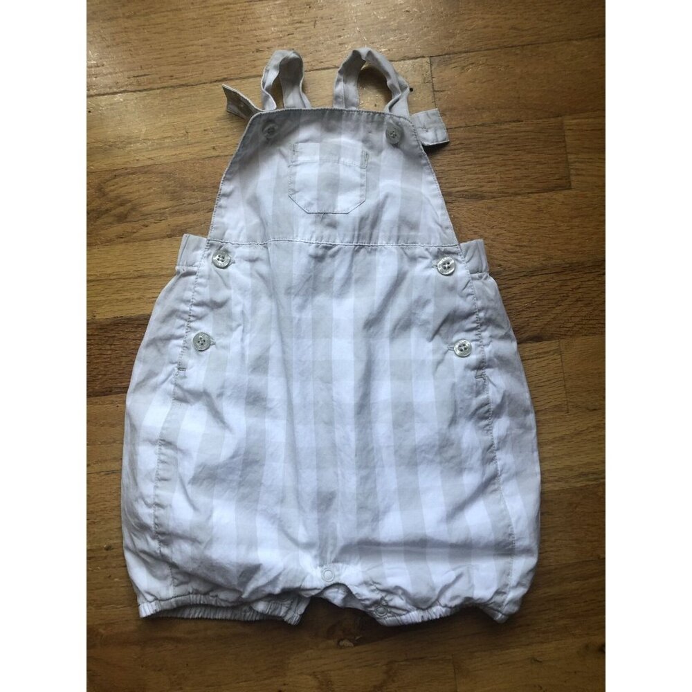 Janie & Jack 6-12M Grey & White Checkered Shortalls